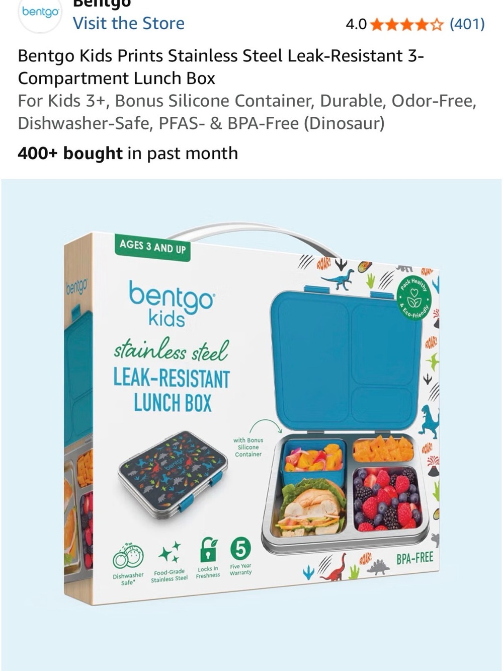 Bentgo Kids Leak-Resistant Stainless Steel Lunch Box in Blue